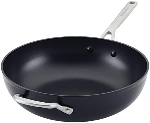 KitchenAid Hard-Anodized Nonstick Stir Fry Pan/Wok, 12.25-Inch, Matte Black