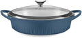 CorningWare QuickHeat 4-QT Cast Aluminum Braiser With Lid, Nonstick Ceramic Interior, Lightweight and Fast Even Heat Baking & Cooking, For Meats, Soup, Browning, Searing, French Navy