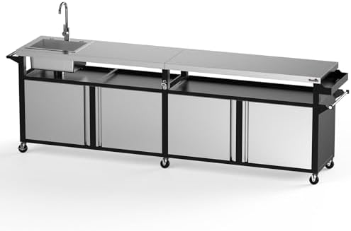 Stanbroil Rolling Grill Table Cart for Outdoor Kitchen Prep, Extra Large