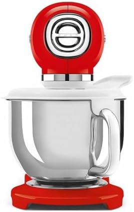 SMEG SMF03 Stand Mixer – 5 Qt Tilt-Head Mixer with Stainless Steel Bowl, 10 Speeds, Retro 50s Vintage Style – Red