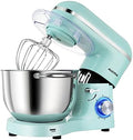 Aucma Stand Mixer,6.5-QT 660W 6-Speed Tilt-Head Food Mixer, Kitchen Electric Mixer with Dough Hook, Wire Whip & Beater (Blue, 6.5QT)