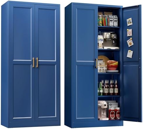 UNICOLY 71" Kitchen Pantry Cabinet, Metal Pantry Storage Cabinet with Doors