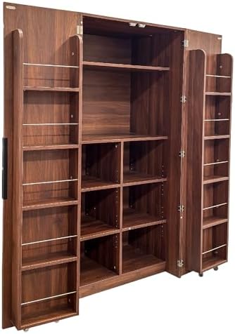 KEIKI 30.31" W Extra-Deep Kitchen Pantry Storage Cabinet with Door-Side Rack & Shelves, Tall Freestanding Sideboard Buffet Wood Hutch Food Pantries Cupboard for Coffee Bar, Dining Room, Living Room
