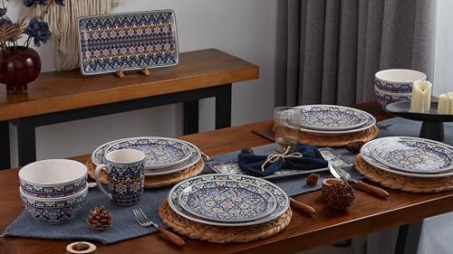 Bico Mandala Kaleidoscope Dinner Plates Set of 4, 11 Inch Large Ceramic Plates for Pasta, Steak, Stylish Serving Dishes, Microwave and Dishwasher Safe, Gift for Housewarming and Thanksgiving