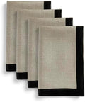 Solino Home 100% Linen Napkins, 20 x 20 in, Black and Natural, Set of 4