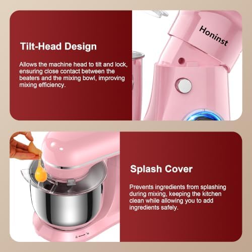 Honinst 4QT Electric Stand Mixer, 10-Speed Tilt-Head Compact Kitchen Mixer