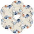 Fall Round Placemats Set of 6 Pumpkin Blue Orange Thanksgiving Place Mats Washable Woven Placemat White Pumpkin Leaves Circle Braided Table Mat for Kitchen Dining Table Holiday Party Decor 15 Inch