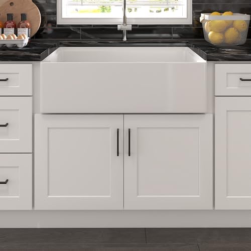 Furinno Shaker Farm Sink Bases Kitchen Cabinet, 2-Door, White