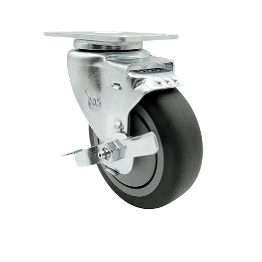 Service Caster Brand Replacement Caster for Uline Caster H-5537SWB - Swivel Top Plate Caster with 4 Inch Thermoplastic Rubber Wheel and Top Lock Brake - Fits Carts, Dollies and Poly Box Trucks H-3318