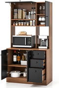 PETSITE Kitchen Buffet Hutch Storage Cabinet, 71" Freestanding Pantry with 3 Cabinets & Drawers, Adjustable Shelves, Microwave Cupboard for Living Room, Dining Room