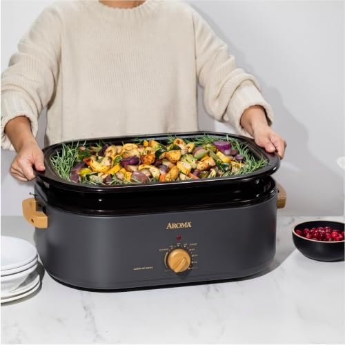 AROMA® 20Qt. Roaster Oven, Fits 24-lb. Turkey, Adjustable Temperature Settings, Keep Warm Setting, Lava Rock (ART-830LR)