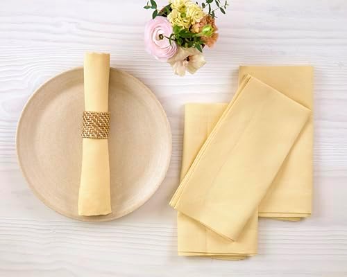 Solino Home 100% Pure Linen Napkins Golden Straw, Fete 20 x 20 in, Set of 4