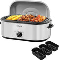 VEVOR Roaster Oven, 24QT Electric Turkey Roaster Oven, 150-450℉ Adjustable Temperature Electric Roasting Pan with 3 Bin Buffet Server, Self-Basting Lid, Defrost & Warm Function, Self-Basting Lid
