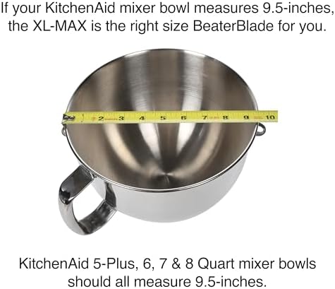 New Metro Design XL-MAX Large Metal Beater Blade, works with KitchenAid 5+, 6, 7, 8-Quart Stand Mixers, Red