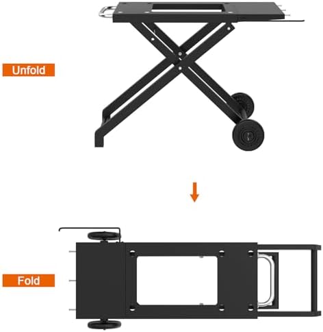 Griddle Stand for Blackstone 22 17 Inch Tabletop Grill, Heavy-Duty Foldable Griddle Table with Wheels, Griddle Trolley Dining Table Cart, Grill Replacement Part for Outdoor Camping BBQ Tailgating