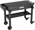 Heavy Duty Folding Grill Cart for Blackstone 17"/22" Griddle - Portable Outdoor BBQ Table with Stainless Steel Tabletop and Locking Wheels, Rolling Catering Food Cart for Camping and RV, Black