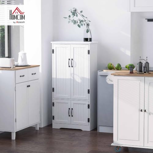 HOMCOM 48.5" Kitchen Pantry Cabinet, Kitchen Pantry Storage Cabinet, White
