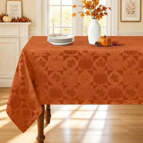 Smiry 60x140 Inch Thanksgiving Jacquard Rectangle Table Cloth for Fall