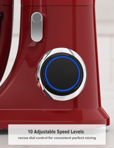 Stand Mixer, 6.5QT Household food mixer, 10-Speed Tilt-Head Electric Kitchen Mixer with 304 Stainless Steel Bowl, Dough Hook, Whisk & Beater, Splash Guard, Ideal for Baking Bread, Cake & Whipping