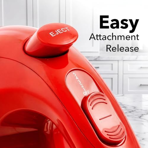 OVENTE 5-Speed Electric Hand Mixer with Storage Case, Red HM151R
