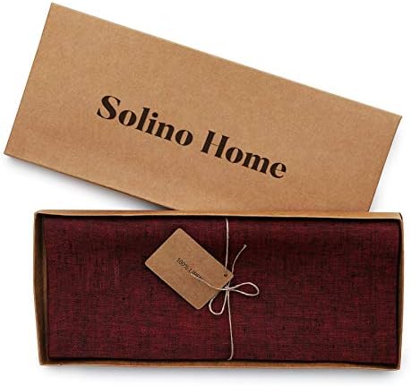 Solino Home 100% Linen Dining Table Runner Red Woven, Athena 14 x 72 in