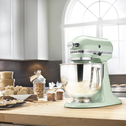 KitchenAid Artisan Series 5 Quart Tilt Head Stand Mixer with Pouring Shield KSM150PS, Pistachio Bundle with Deco Essentials Exclusive CPS 1 Year Extended Protection Pack