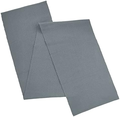 AVKA Studio 100% Cotton Ribbed Table Runner - Pack of 1-13 x 72 Inches - Grey - Dining Or Kitchen Table Runner Thick Construction for Everyday Use, Picnics, Outdoor Table, Parties, Wedding, etc