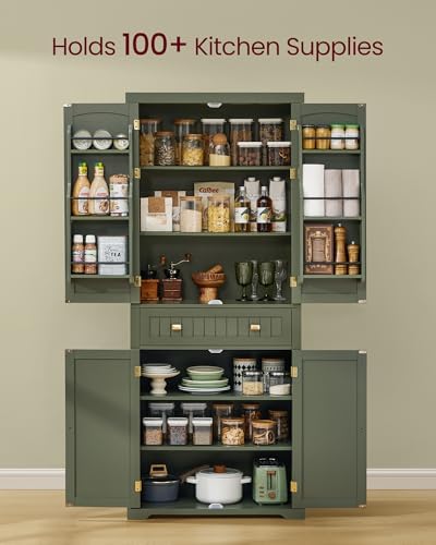 VASAGLE Pantry Cabinet, Freestanding Tall Cupboard with a Drawer