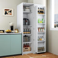 KEIKI 21.65" W Slim Kitchen Pantry Storage Cabinet with Door-Side Rack & Shelves, Tall Narrow Freestanding Sideboard Wood Hutch Food Pantries Cupboard for Coffee Bar, Dining Room