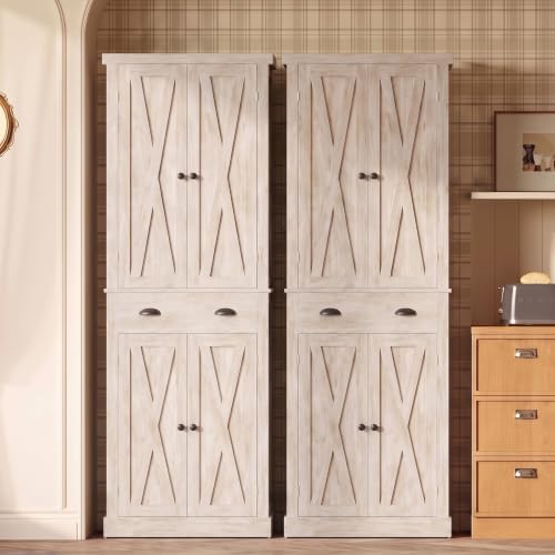 IRONCK Kitchen Pantry Storage Cabinet 72.6" H x 24" W, Rustic Maple