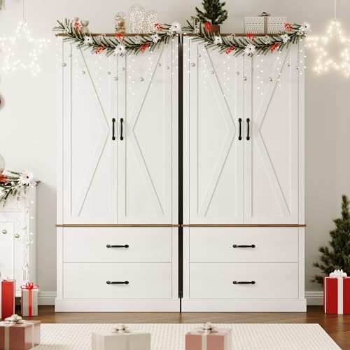 IDEALHOUSE Kitchen Pantry Storage Cabinet with Barn Doors