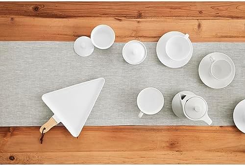 Solino Home 100% Pure Linen Table Runner Oyster Grey, Athena 14 x 156 in
