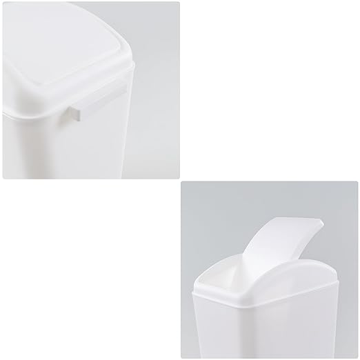3 Packs Swing Top Waste Container for Home and Kitchen, Plastic Slim Trash Can with Lid, 4.5 Gallon Capacity, White