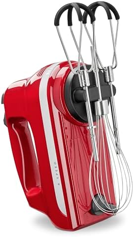 KitchenAid 6 Speed Hand Mixer w/Flex Edge Beaters, KHM6118, Empire Red