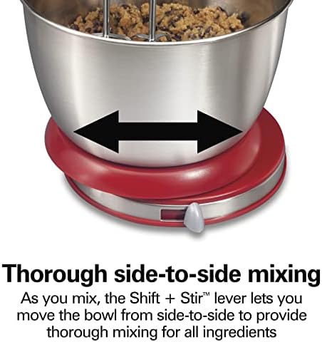 Hamilton Beach Classic Stand and Hand Mixer, 4 Quarts, 6 Speeds with QuickBurst, Bowl Rest, 290 Watts Peak Power, Red (64654)