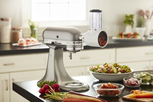 KitchenAid 7-Speed Hand Mixer - KHM7210 - Contour Silver & Fresh Prep Slicer/Shredder, 1, White