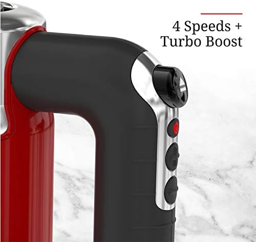 Russell Hobbs MX3100RDR Retro Style Hand Mixer, 4 Speeds + Turbo Boost, Red
