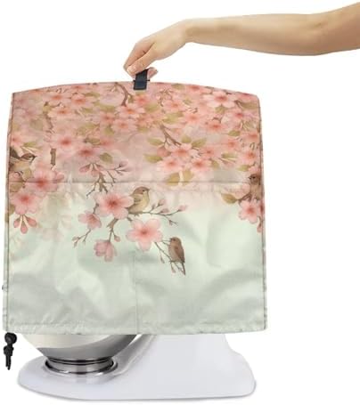 Cherry Blossom Robin Bird Stand Mixer Cover for Kitchen Decor Waterproof Mixer Dust Cover Fits All Tilt Head & Bowl Lift Models Kitchen Aid Mixer Covers Protector