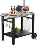 Double-Shelf Stainless Steel Grill Cart, 34 x 21 Outdoor Table