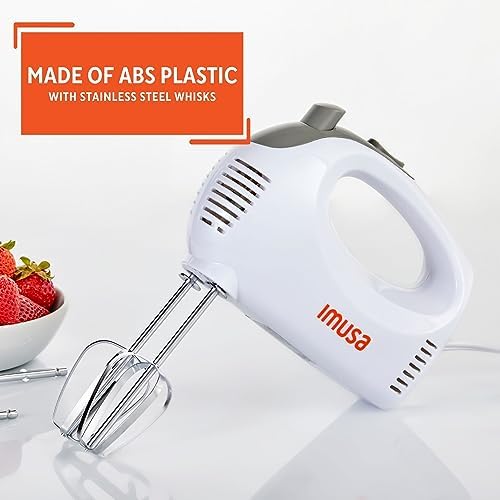 IMUSA USA Hand Mixer with Case 5-Speed ,White, Small