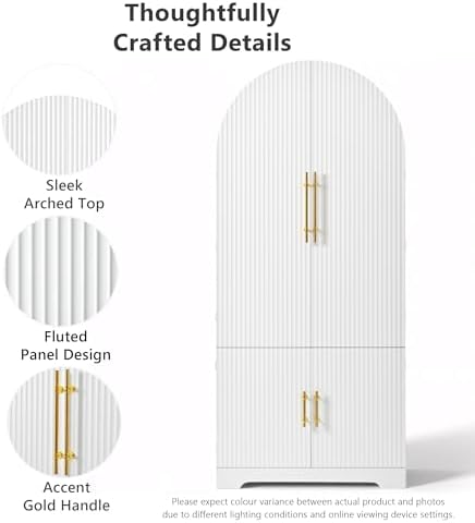 Ball & Cast 72" Arched Pantry Cabinet with Hidden Drawer, White