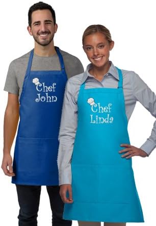 Made in the USA Personalized Embroidered Premium Adult Apron for Men Women Fathers Mothers Day Kitchen BBQ Grilling Gift