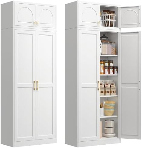 Polup Kitchen Pantry Cabinet, 86" Tall Metal Storage Cabinet with Doors