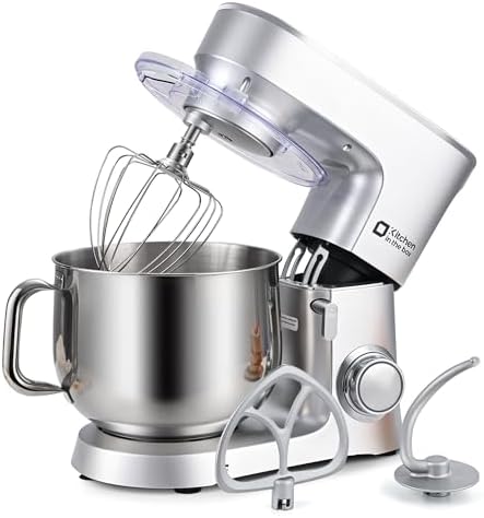 Kitchen in the box Stand Mixer 8.5 QT, 900 Watt Heavy Dough Mixer Silver