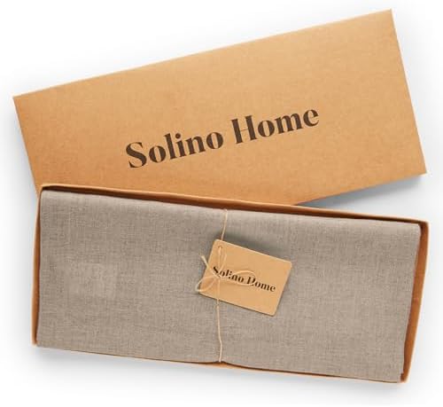 Solino Home 100% Pure Linen Table Runner Natural Woven, Fete 14 x 36 in