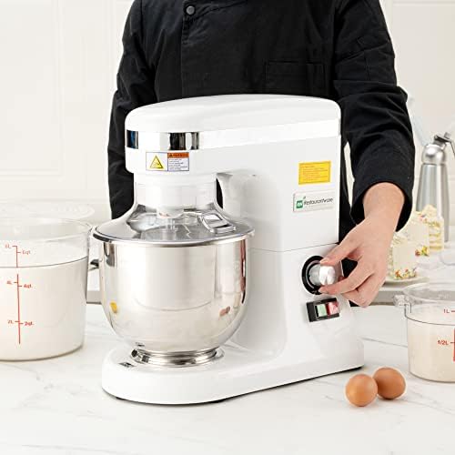 Restaurantware Hi Tek 5.3-Qt Electric Stand Mixer 1 Tilt-Head Kitchen Mixer With Stand - Includes Dough Hook Whisk & Beater 110V/60Hz White Aluminum Stand Mixer Up To 660 RPM