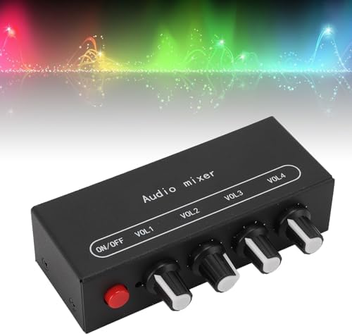 Stereo Line Mixer 4 Channel, 3.5mm Aluminum Alloy Compact