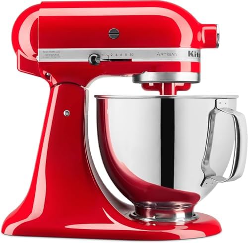KitchenAid Artisan Series 5 Quart Tilt Head Stand Mixer with Pouring Shield KSM150PS, Cherry Tomato Bundle with Deco Essentials Exclusive CPS 1 Year Extended Protection Pack