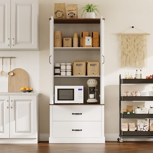 IDEALHOUSE Kitchen Pantry Storage Cabinet with Barn Doors