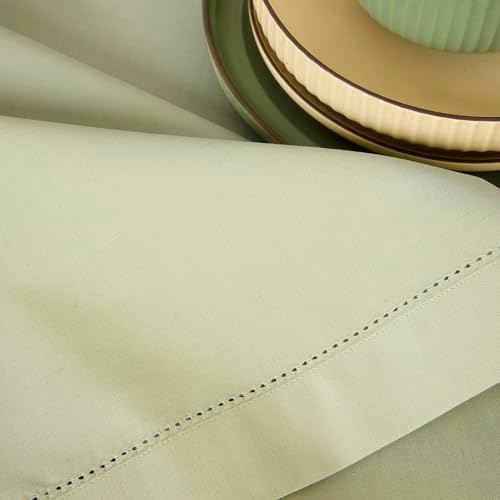 Solino Home Cotton Linen Table Runner Sage, Hemstitch Collection 14 x 72 in